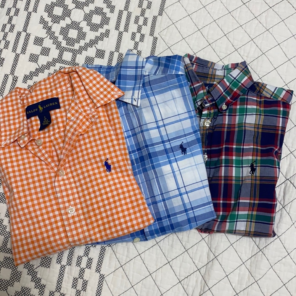 Ralph Lauren Polo brand shirts lot of 3 boys 8